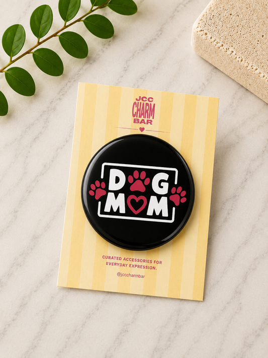 Pink Dog Mom Pin | 2.25 inch