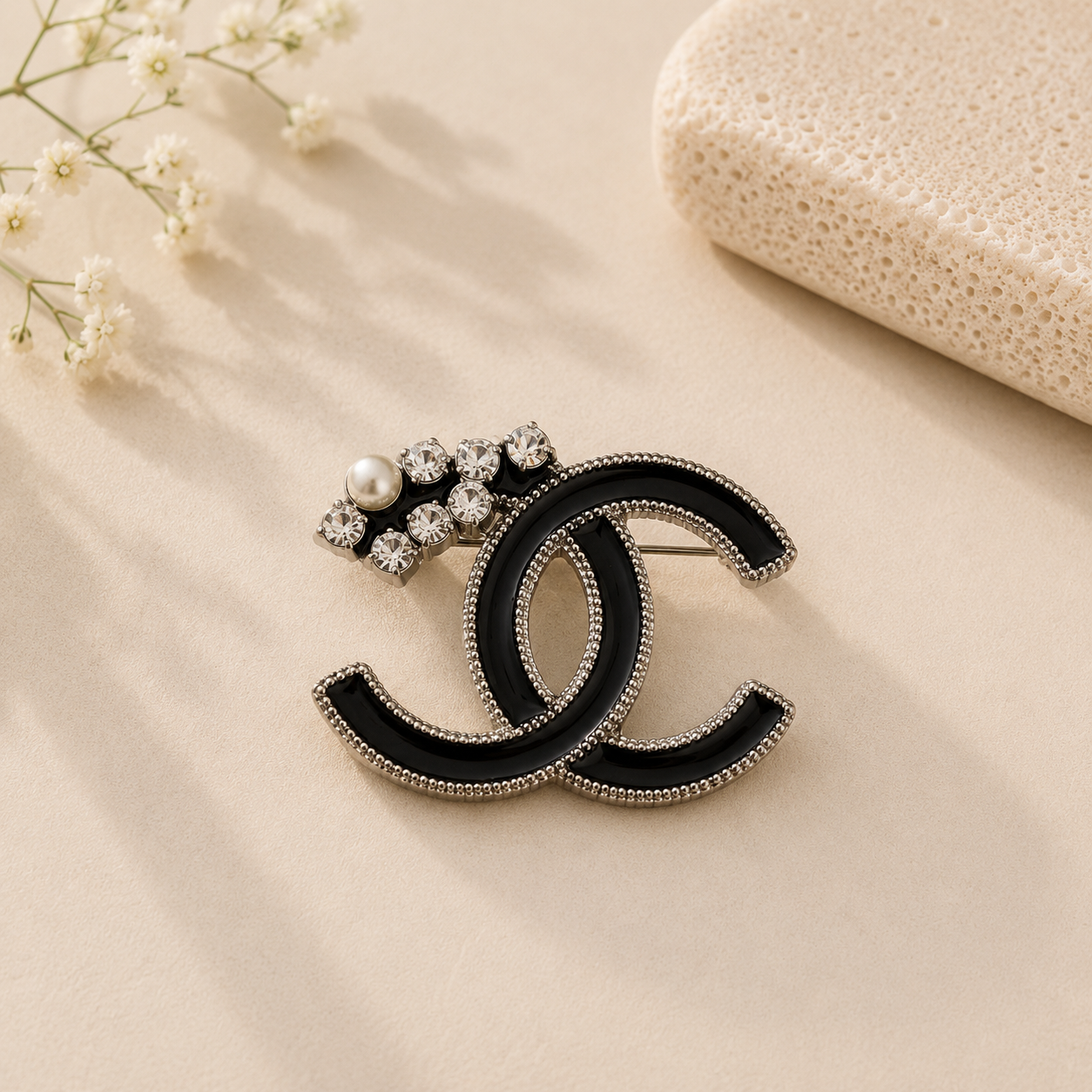 CC Black Brooch