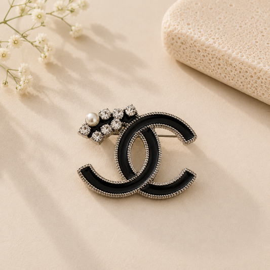CC Black Brooch