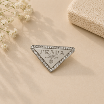 Silver P Brooch