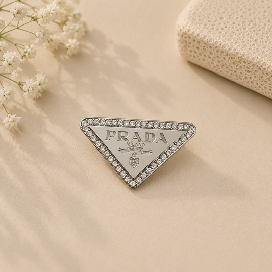 Silver P Brooch