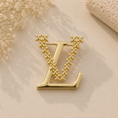 Gold LV Brooch