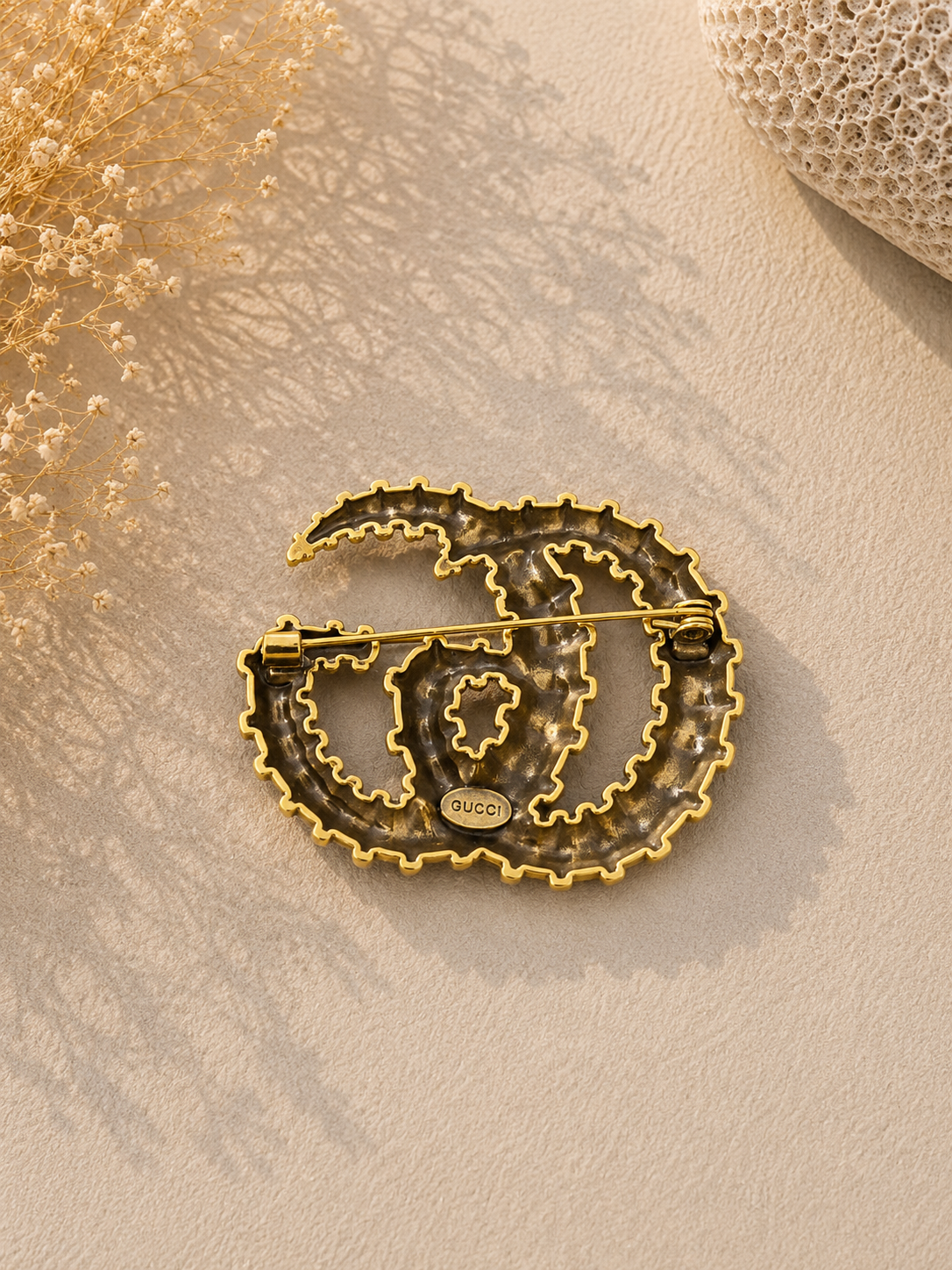 GG Gold Brass Brooch