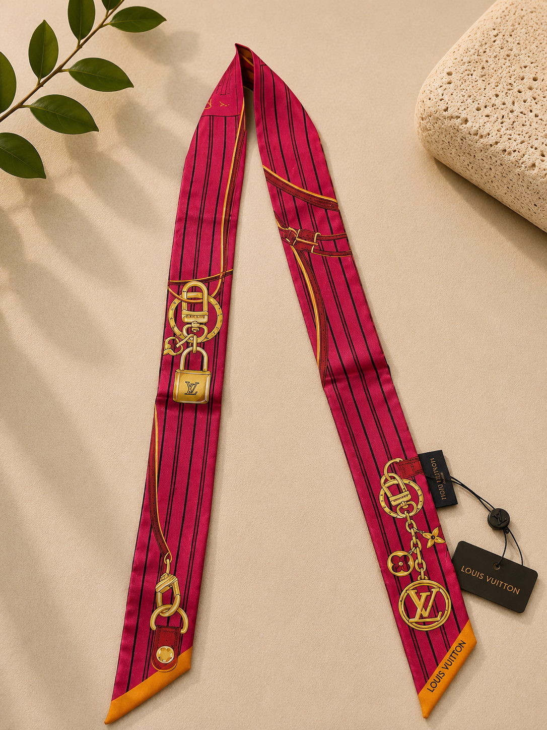 LV Inspo Bandeau Scarf (Brown/Pink)