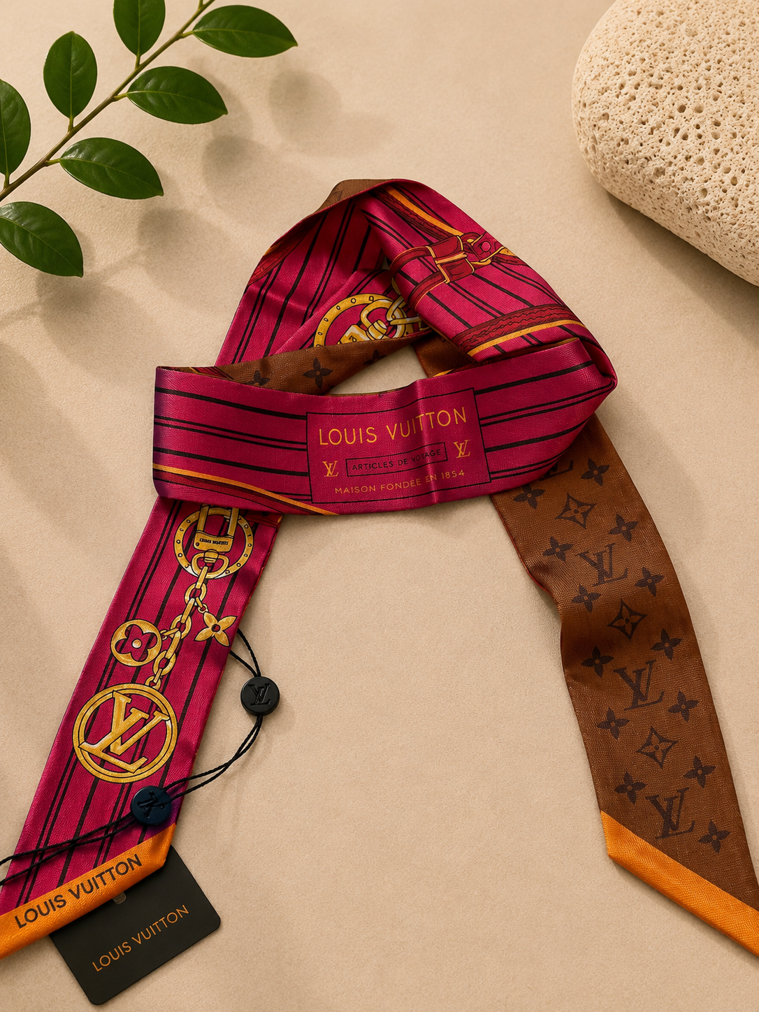 LV Inspo Bandeau Scarf (Brown/Pink)